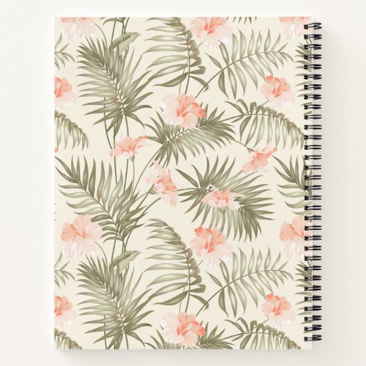 Carnet Hisbiscus Tropical Palm Tree Motif (Dos)