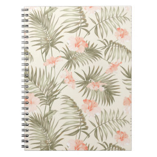 Carnet Hisbiscus Tropical Palm Tree Motif