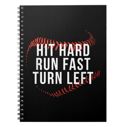Carnet Hit Hard Run Fast Turn Left Drôle Lecteur De Baseb (Devant)