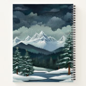 Carnet Hiver Forêt Montagne Scène Personnalisable (Dos)
