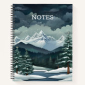 Carnet Hiver Forêt Montagne Scène Personnalisable (Devant)