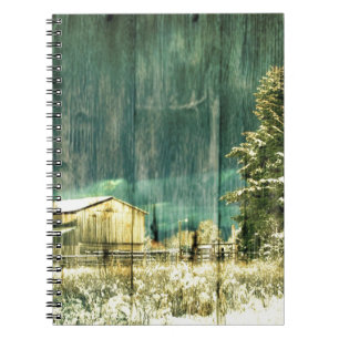 Carnet hiver rustique à feuillage persistant vieux cabine