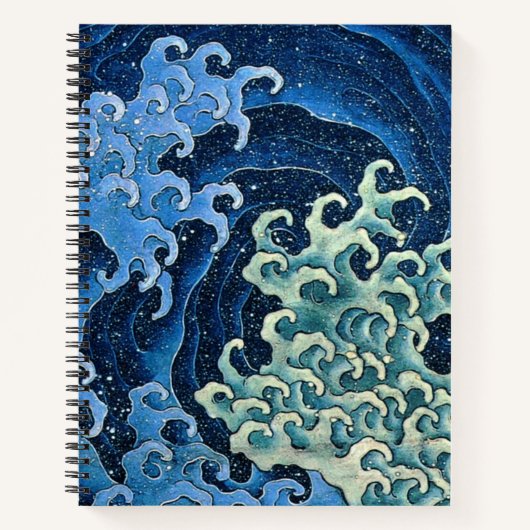 Carnet Hokusai Vague féminine Océan Vintage (Devant)
