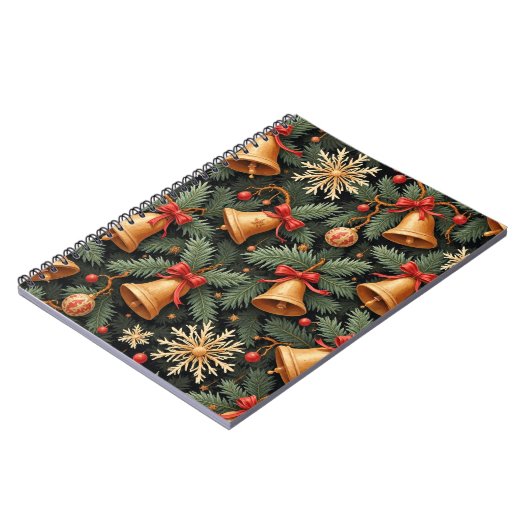 Carnet Holiday Bells, Decorative Christmas Pattern, (Côté gauche)