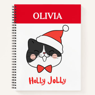 Carnet Holly Jolly Cute Christmas Père Noël Cat