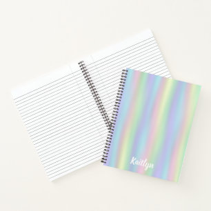 Carnet Hologramme arc-en-ciel doux   Spirale personnalisé