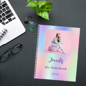 Carnet Holographe photo violet rose