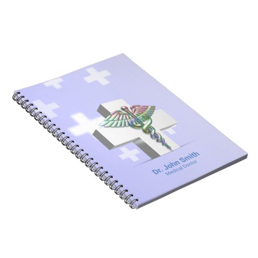Carnet Holographique Médicale 3D Caduceus Croix blanche (Côté Droit)