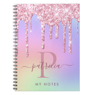 Carnet Holographique Parties scintillant rose gouttelette