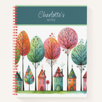 Carnet Homes heureux et arbres capricieux personnalisable