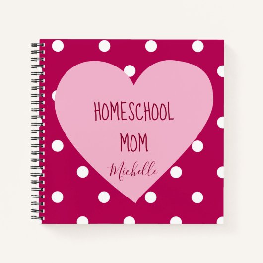 Carnet Homeschool Maman pois rose (Devant)