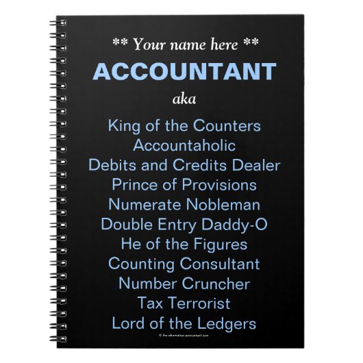 Carnet Homme Comptable Ajouter Un Nom Drôle & Silly Titre (Devant)