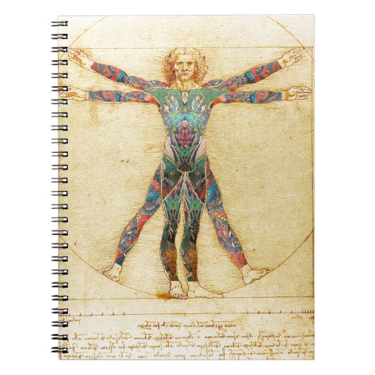 Carnet Homme de Vitruvian de da Vinci avec des tatouages (Devant)
