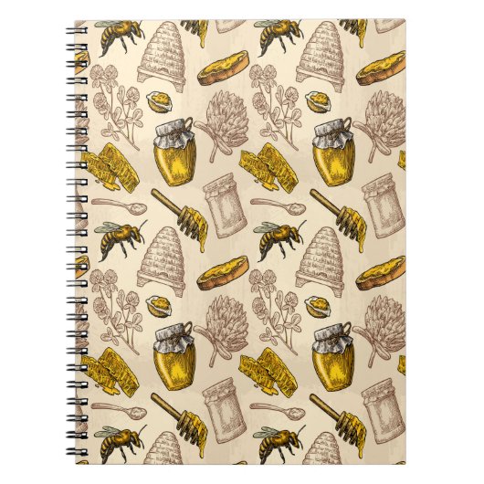 Carnet Honey Bee Beehive Golden Yellow Vintage (Devant)