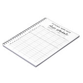 Carnet Horaire de classe pour le semestre - noir et blanc (Côté gauche)