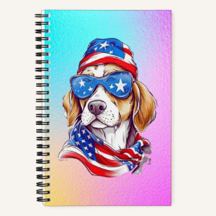 Carnet Horloge ronde 4 juillet sublimation de chien-66361