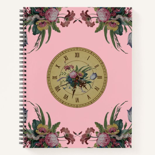 Carnet Horloge Vintage avec Fleurs (Devant)