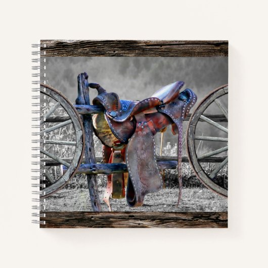 Carnet Horse Saddle Corral clôture Western Wagon Wheels (Devant)