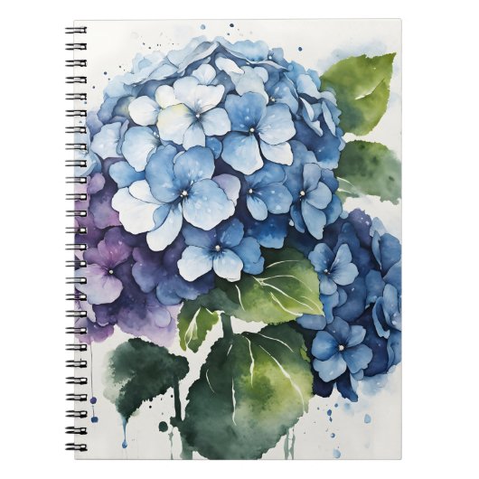 Carnet Hortensia - Fleurs aquarelle (Devant)