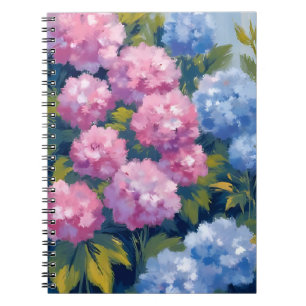Carnet Hortensias d'été Fleurs côtières roses et bleues