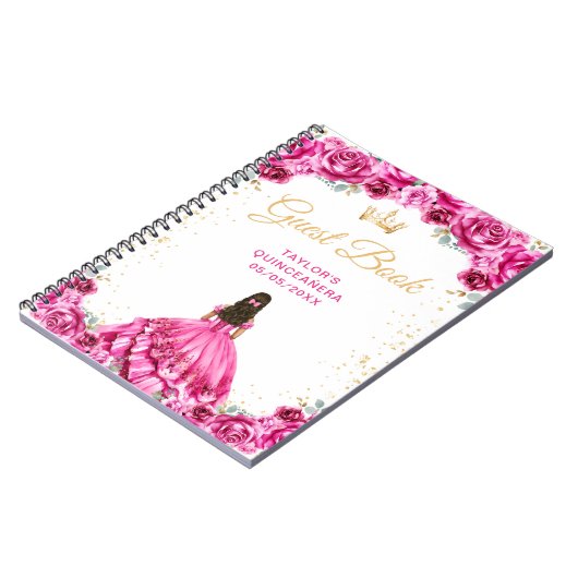 Carnet Hot Pink Princess Quinceañera Guest Book (Côté gauche)