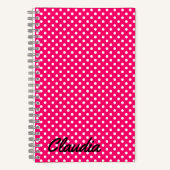 Carnet Hot Pink White Polka Dots Name Power Bank (Recto)