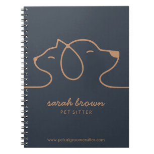 Carnet Hôtel pour chiens et chats marron navy Toilettage