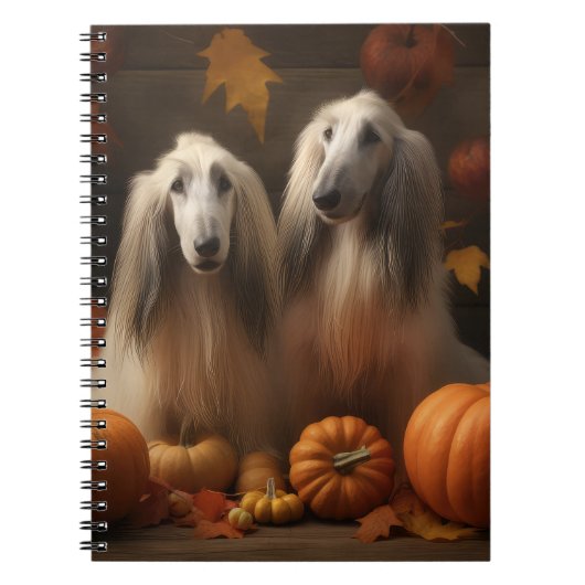 Carnet hound afghan Chiot Automne Citrouille de plaisir (Devant)
