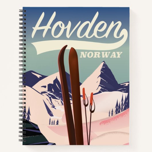 Carnet Hovden Norvège poster de voyage de ski. (Devant)
