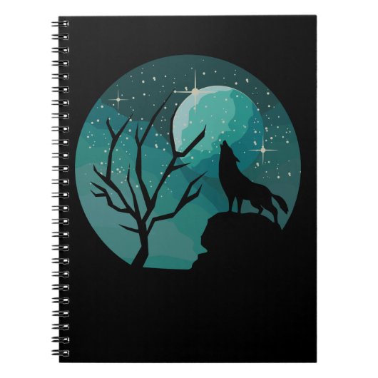 Carnet Howling Wolf Forest Animal Moon Nature Love (Devant)