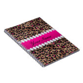 Carnet Huile d'or et diamants de Faux Leopard, Rose rose- (Côté Droit)