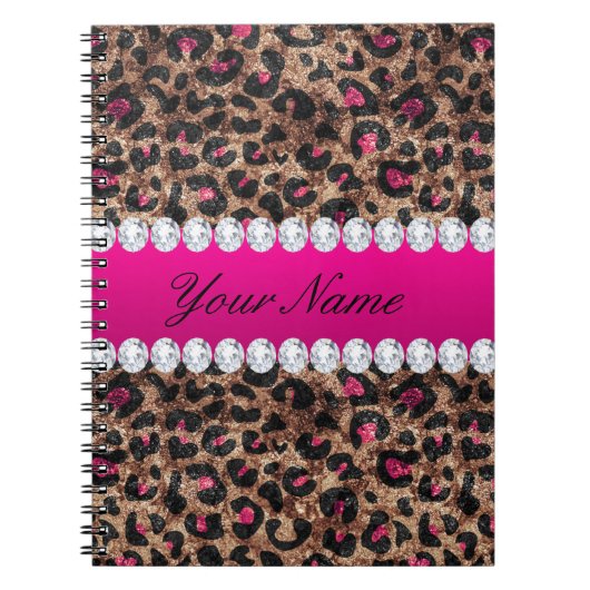 Carnet Huile d'or et diamants de Faux Leopard, Rose rose- (Devant)