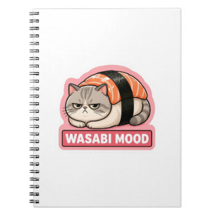 Carnet Humeur Wasabi Drôle Chat Grincheux Sushi Meme