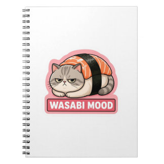 Carnet Humeur Wasabi Drôle Chat Grincheux Sushi Meme