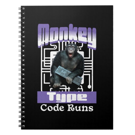 Carnet Humour de programmeur sur le singe qui tape du cod (Devant)