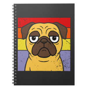 Carnet Humour pour amateur de chien Pug rétro sarcastique