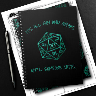 Carnet Humour RPG Amusement turquoise et jeux jusqu'à c