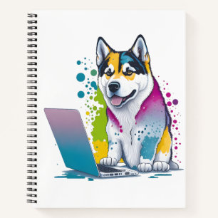 Carnet Husky Chig Computer Rainbow Watercolor Tech Savvy