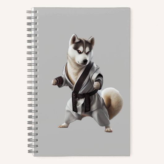 Carnet Husky Dog Jouer Karate, Champion de Karate Husky D (Recto)