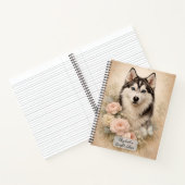 Carnet Husky sibérien avec des roses (Intérieur)