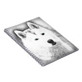 Carnet Husky Sibérien Blanc avec Dessin d'Art Blue Eyes (Côté Droit)