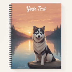 Carnet Husky Sibérien près du lac