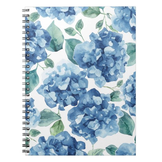 Carnet Hydrangea Blues | Motif Fleur Fleurie Aquarelle (Devant)