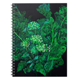 Carnet Hydrangea et Horseradish Floral Art noir et vert