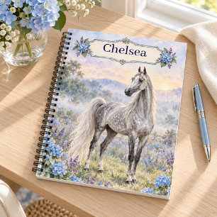 Carnet Hydrangea grise pommelée personnalisée de Saddlebr