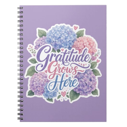 Carnet Hydrangea : La gratitude grandit ici (Devant)