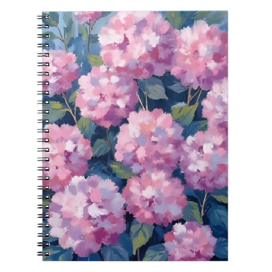 Carnet Hydrangeas Rose Pâle Aquarelle Florale (Devant)