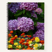 Carnet Hydrangée rose et couleur Zinnia Floral (Devant)