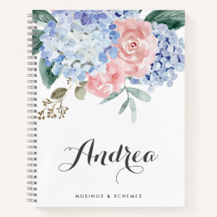 Carnet Hydrangées bleues et roses roses roses sur mesure