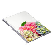 Carnet Hydrangées florales rose pâle bleu jaune vert (Côté Droit)